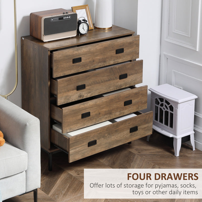 HOMCOM Chest of Drawers, 4 Drawer Unit Storage Chest Bedroom Living Room