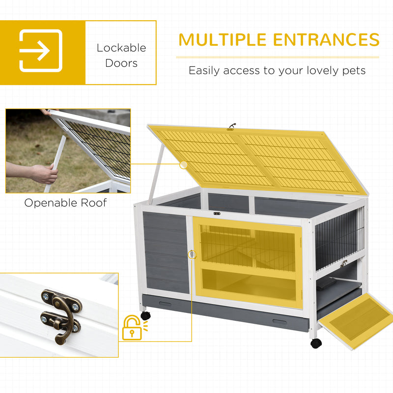 PawHut Wooden Pet House Elevated Rabbit Hutch Bunny Cage 102 x 60 x 63.5cm