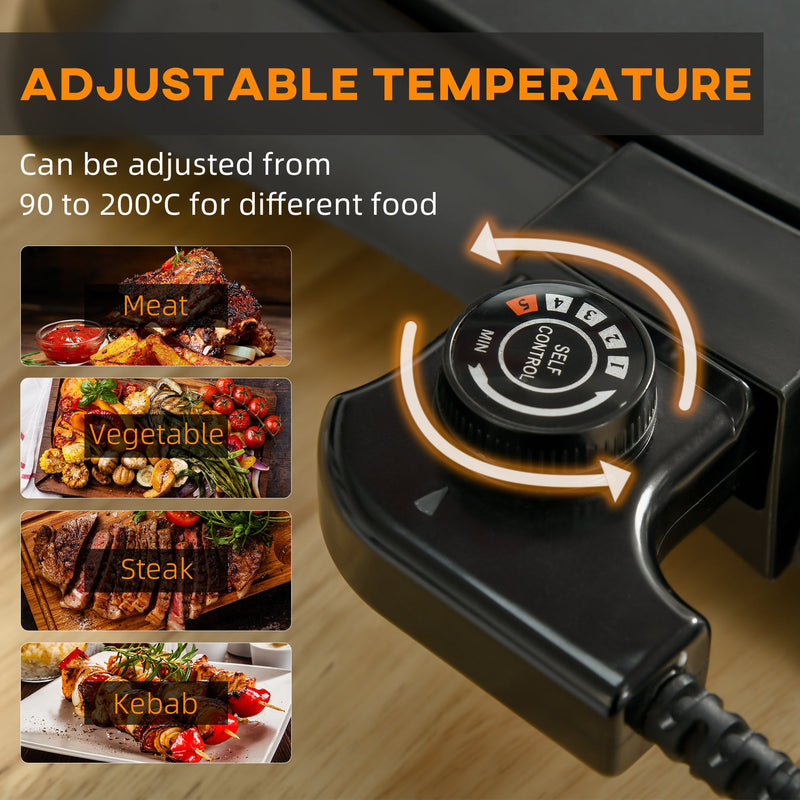 HOMCOM Electric Griddle - Black 53.5L x 31W x 8H cm