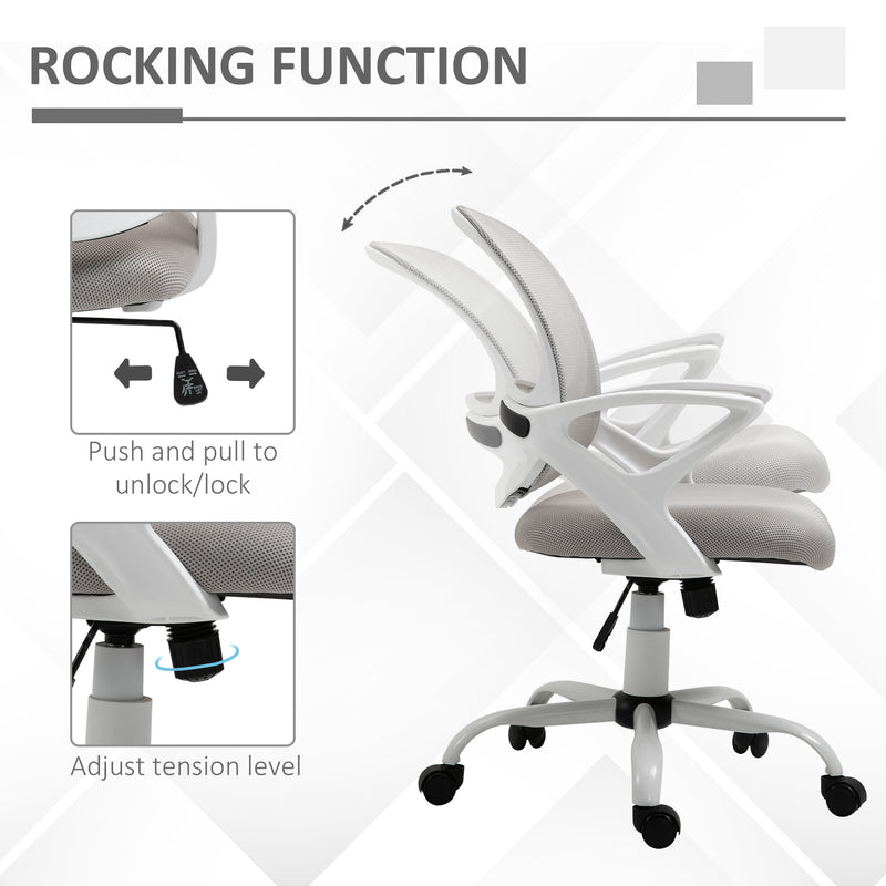 Vinsetto Mesh Task Swivel Chair Home Office Desk w/ Lumbar Back Support, Grey