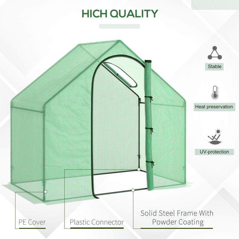 Outsunny Walk-In Portable Greenhouse Mini Grown House Steel Frame Window Green