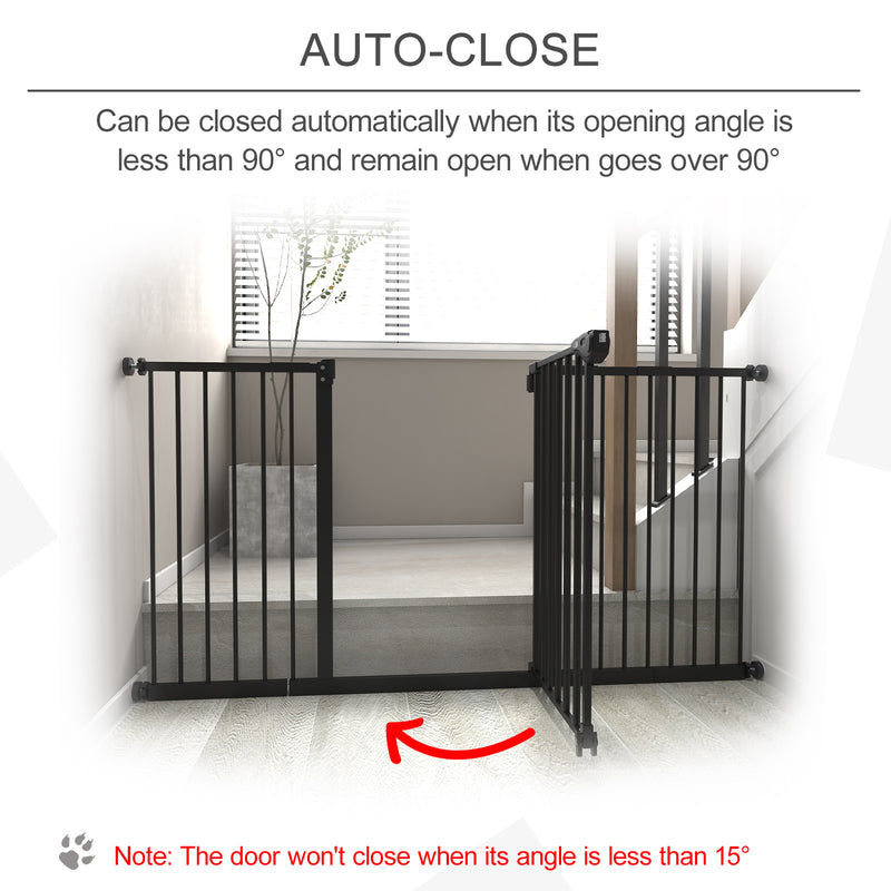 PawHut Adjustable Safety Gate w/ 3 Extensions and Four Adjustable Screws, Black