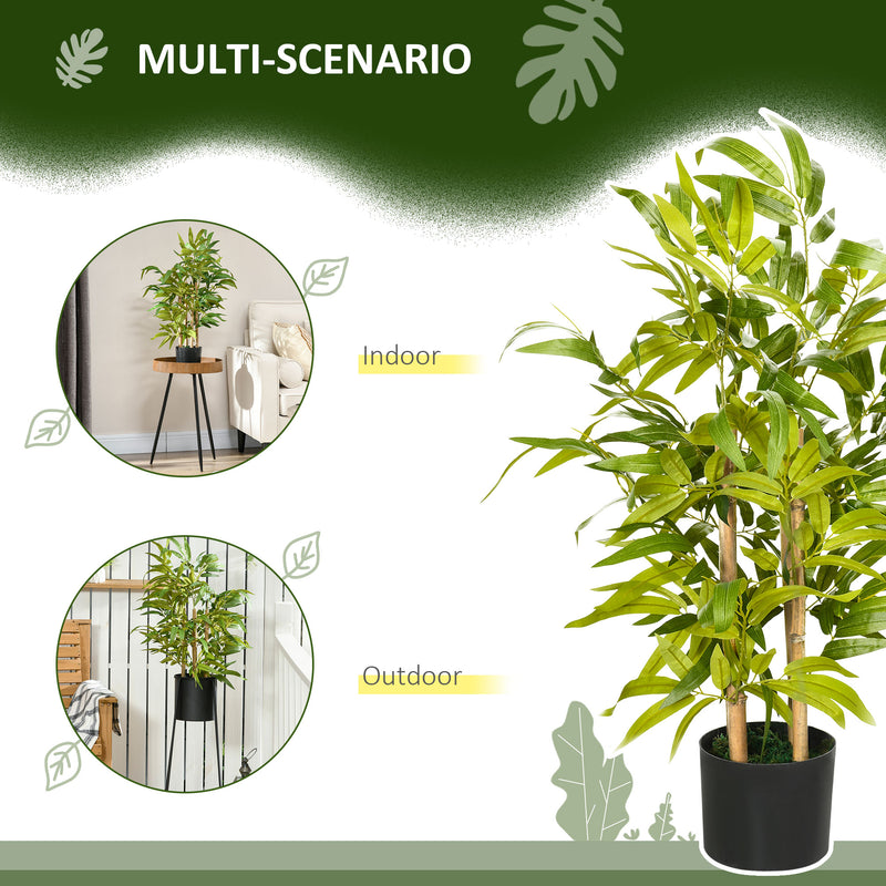 HOMCOM Potted Artificial Plants Bamboo Tree for Desk Indoor Outdoor, 60cm