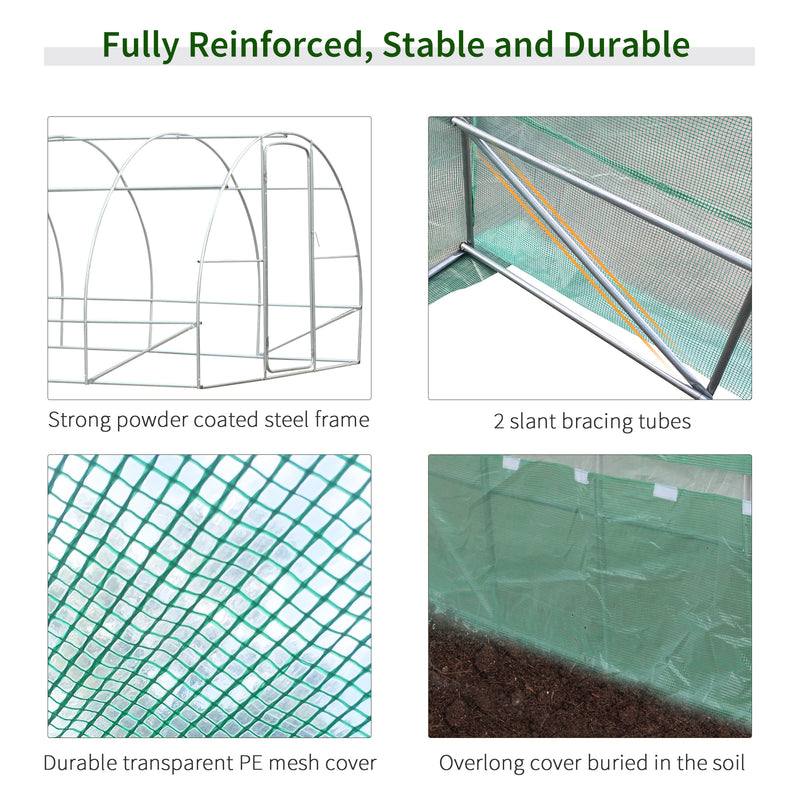 Outsunny 6 x 3M Reinforced Walk-in Polytunnel Garden Greenhouse Steel Frame