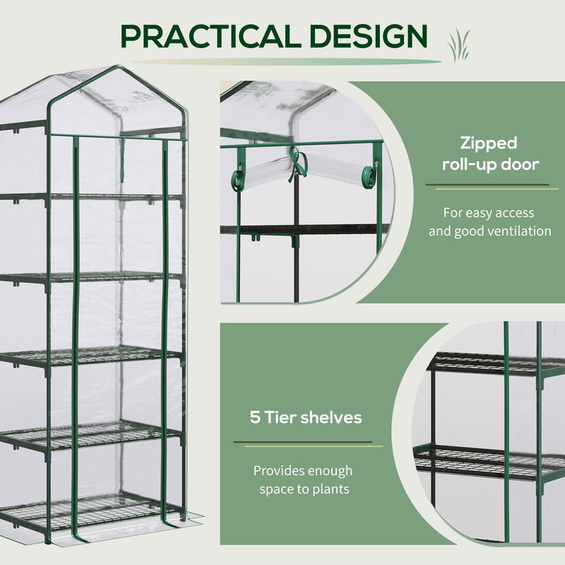 Outsunny Mini Greenhouse Outdoor Flower Stand PVC Cover Portable 69 x 49 x 193cm