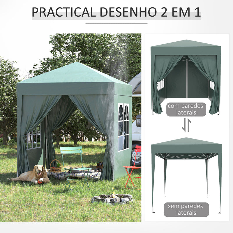 Outsunny 2mx2m Pop Up Gazebo Party Tent Canopy Marquee with Storage Bag Green