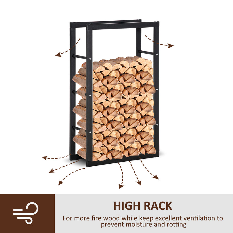 HOMCOM 100cm Metal Firewood Log Holder Rack Elevated Design, Base Side Rails