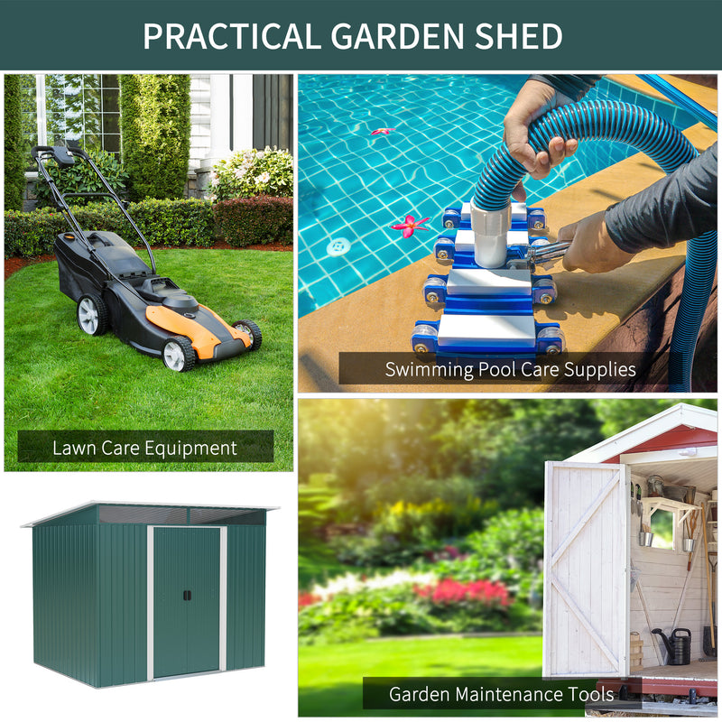 Outsunny Garden Shed Outdoor Storage Tool Organizer w/ Double Sliding Door