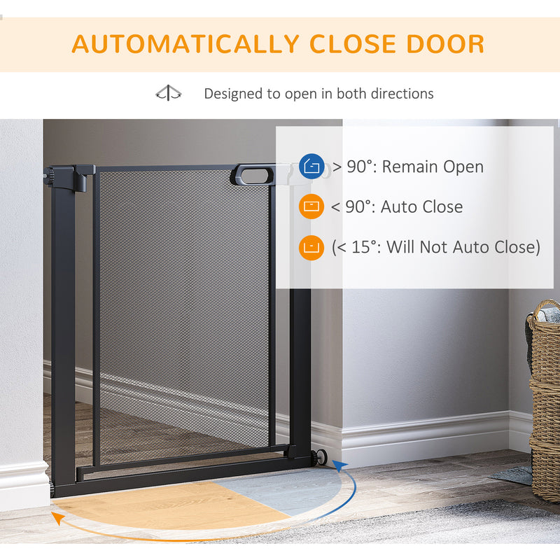 PawHut Pressure Fit Safety Gate for Stairs w/ Auto Close 75-82 cm - Black