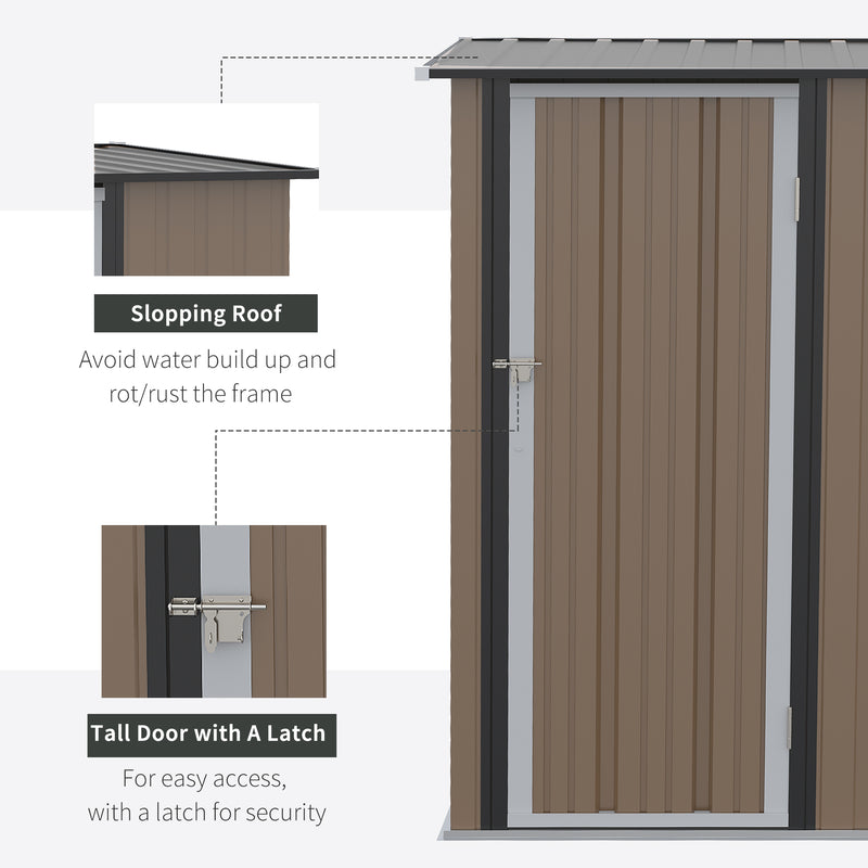 Outsunny Outdoor Storage Shed Steel Garden Shed with Lockable Door Brown