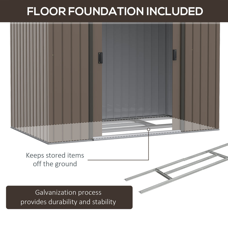 Outsunny Garden Shed Storage Unit w/Locking Door Floor Foundation Vent Brown