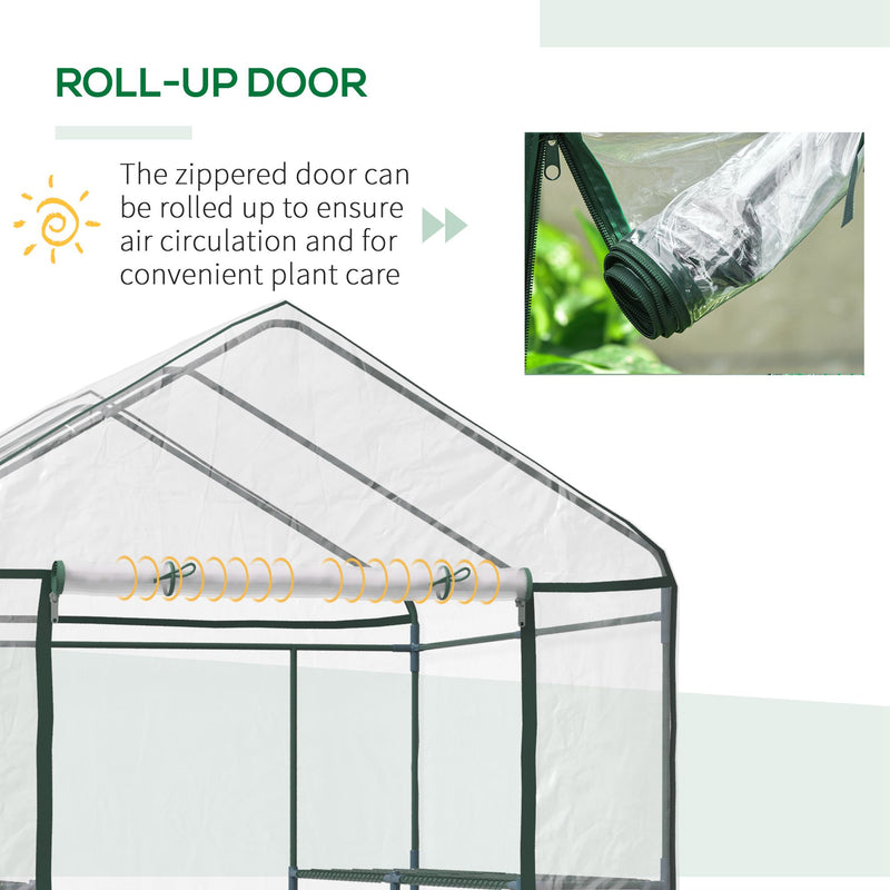 Outsunny Walk In Greenhouse Garden Clear PVC Frame Shelves Reinforced Plant Grow