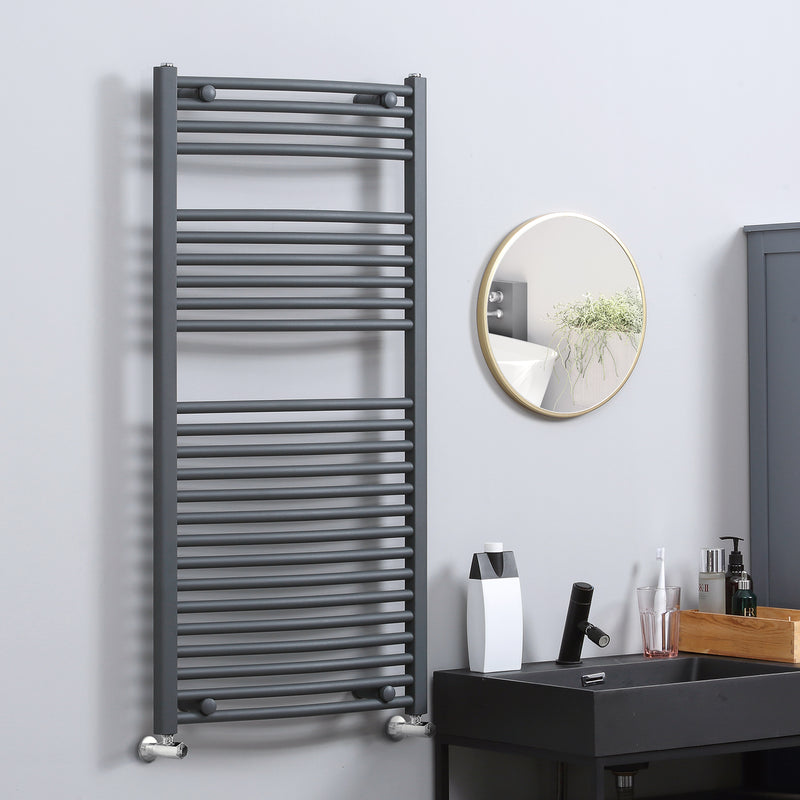 HOMCOM Heated Towel Rail, Hydronic Bathroom Ladder Radiator 600mm x 1200mm Grey