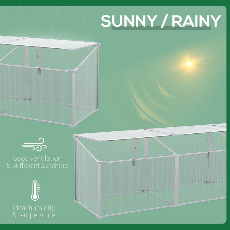 Outsunny  Aluminium Greenhouse Plants Raised Bed Vented Cold Frame Transparent