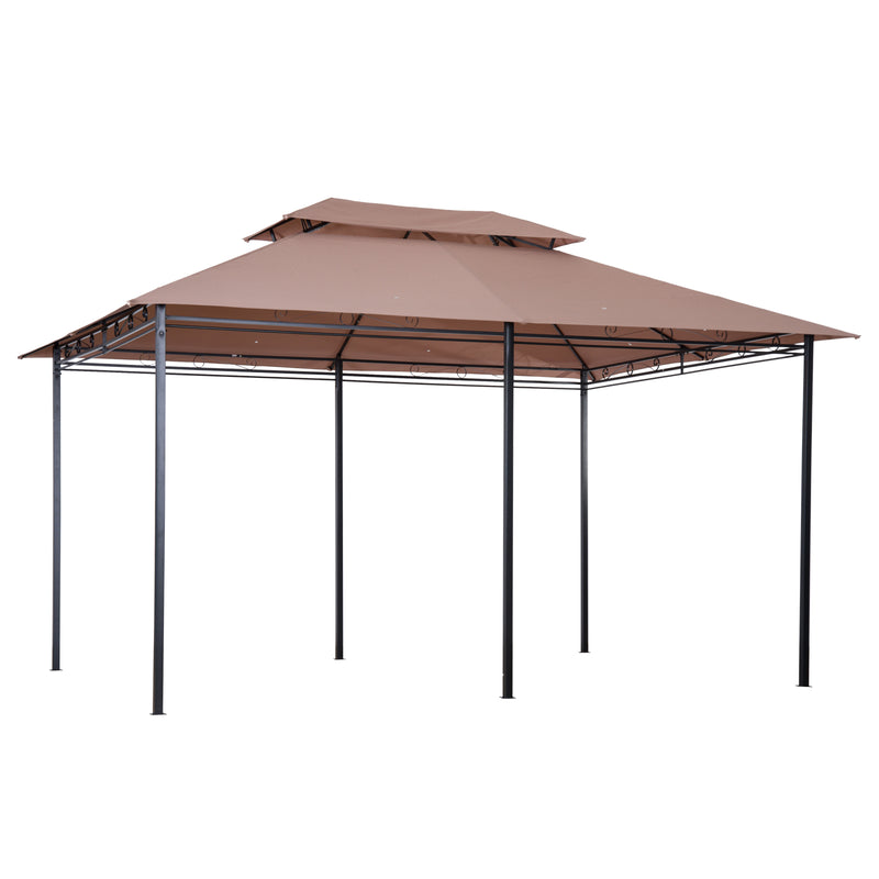 Outsunny 3 x 4m Outdoor 2-Tier Steel Frame Gazebo with Curtains Outdoor Backyard