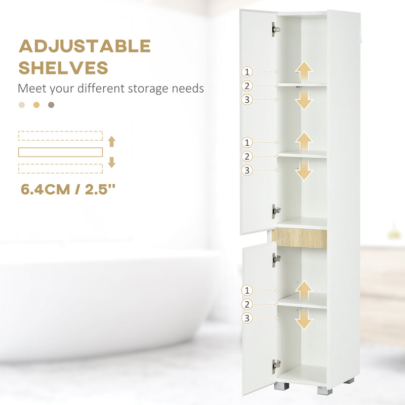 kleankin 5-Tier Modern Tall Bathroom Cabinet with Adjustable Shelves White