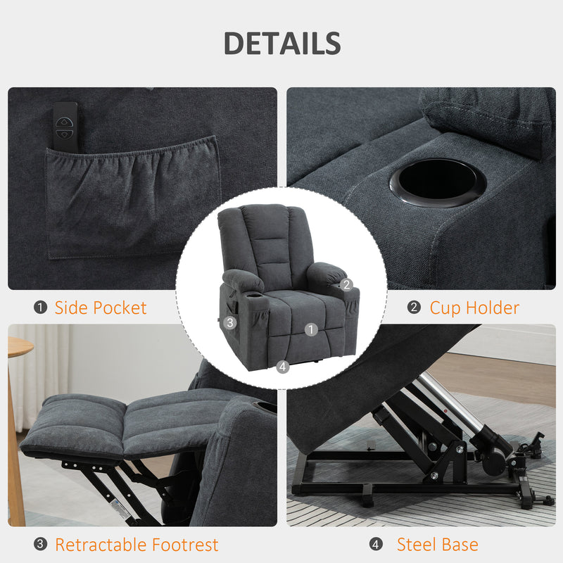 HOMCOM Riser and Recliner Chair w/ Remote, Lift Chair for the Elderly, Grey