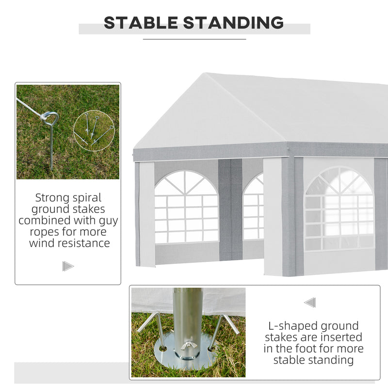 Outsunny 8 x 4m Party Tent, Marquee Gazebo with Sides, Windows and Double Doors