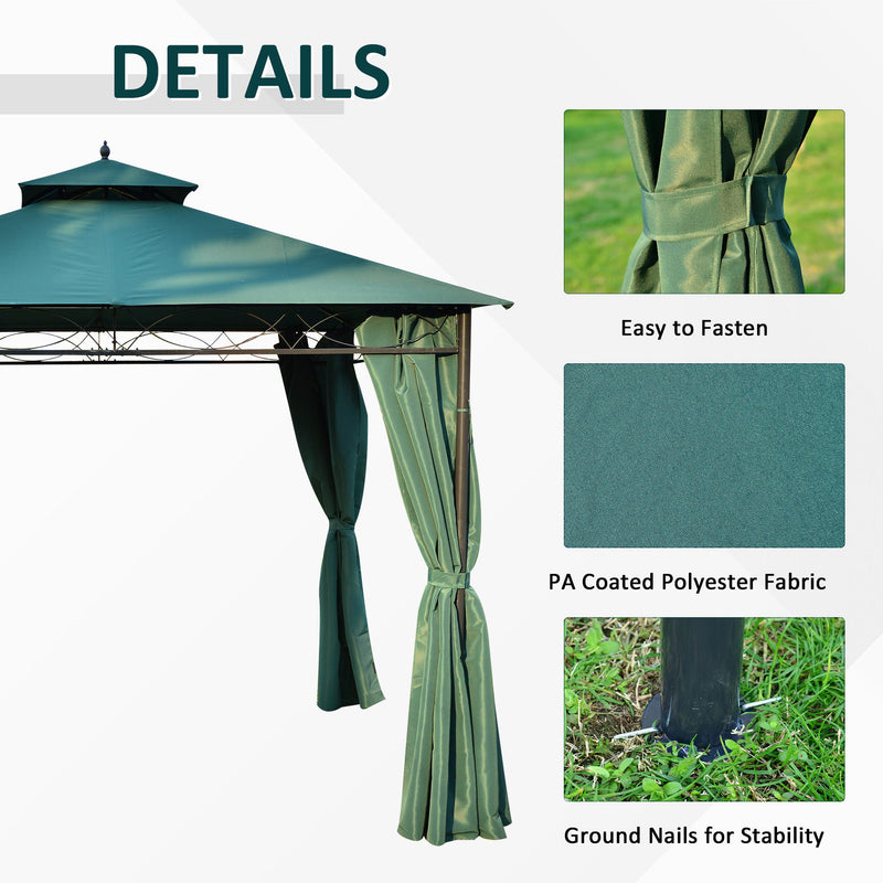 Outsunny 3 x 3m Metal Garden Gazebo Marquee Party Tent Canopy Pavilion Sidewalls