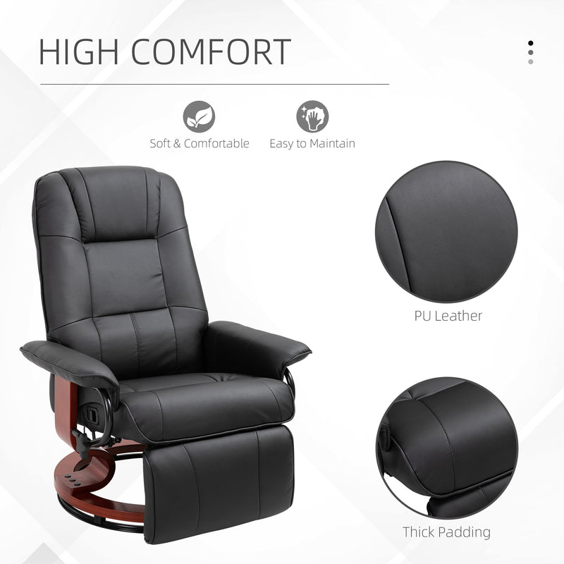 HOMCOM Ergonomic Office Recliner Sofa Chair PU Leather Armchair Lounger Black