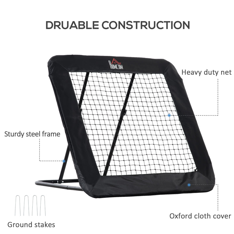 HOMCOM Football Training Net, Target Goal W/ Adjustable Angles - Black