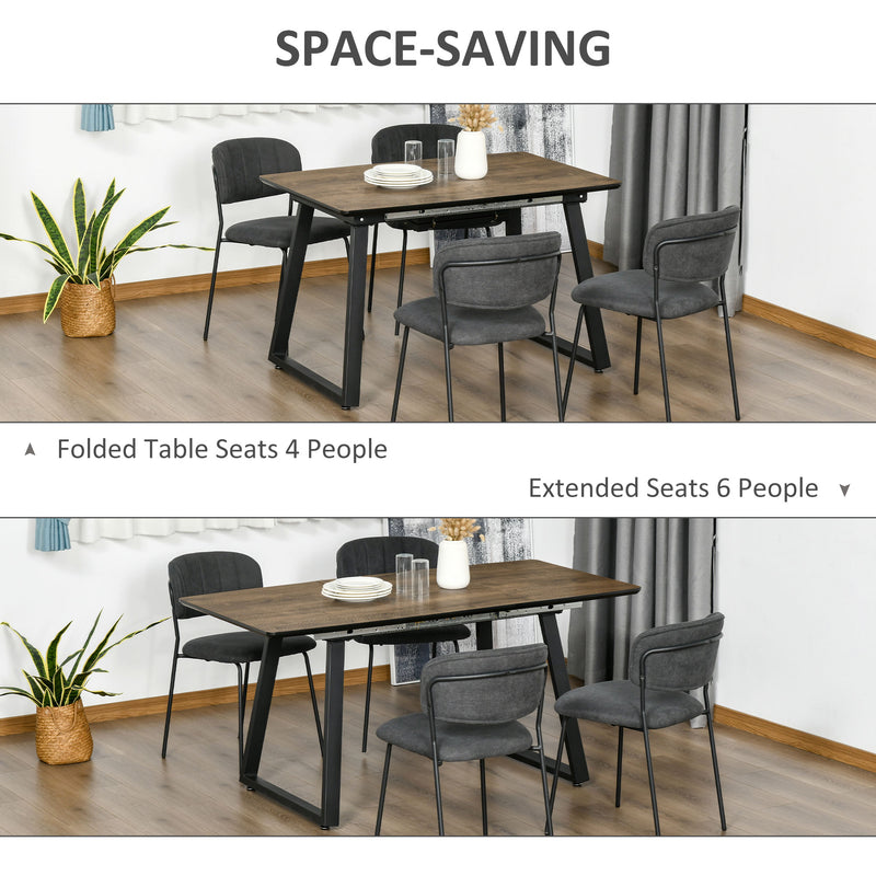 HOMCOM Extendable Dining Table Rectangular Wood Effect Tabletop with Steel Frame