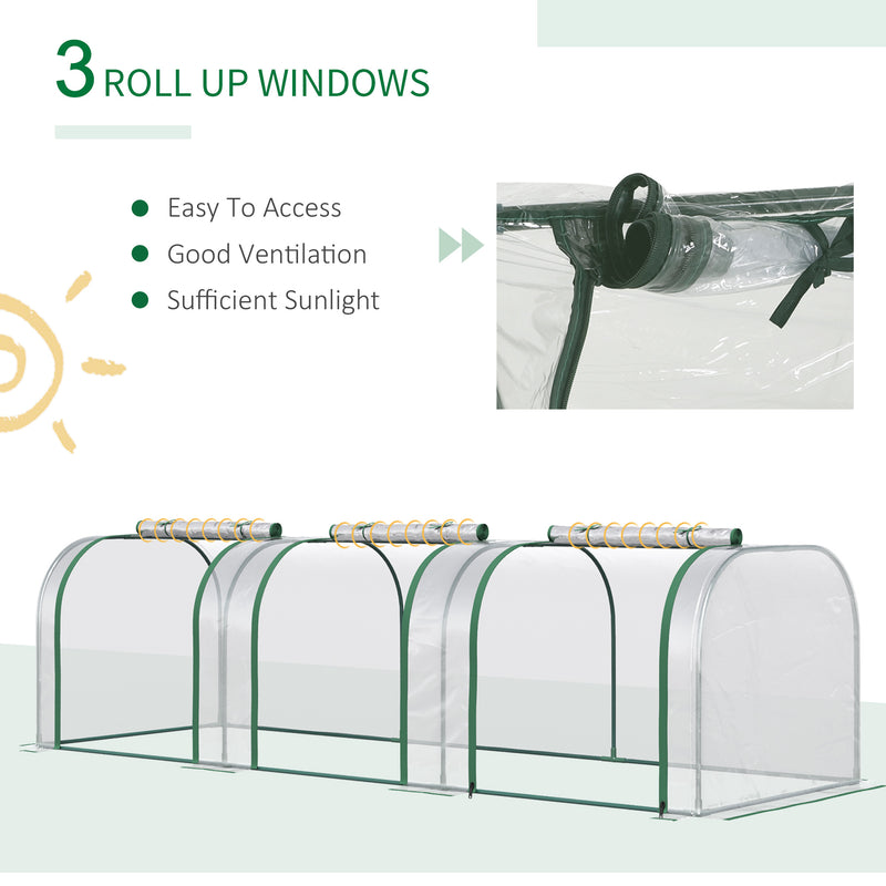 Outsunny Tunnel Greenhouse Steel Frame for Garden Backyard w/ Zipper Doors