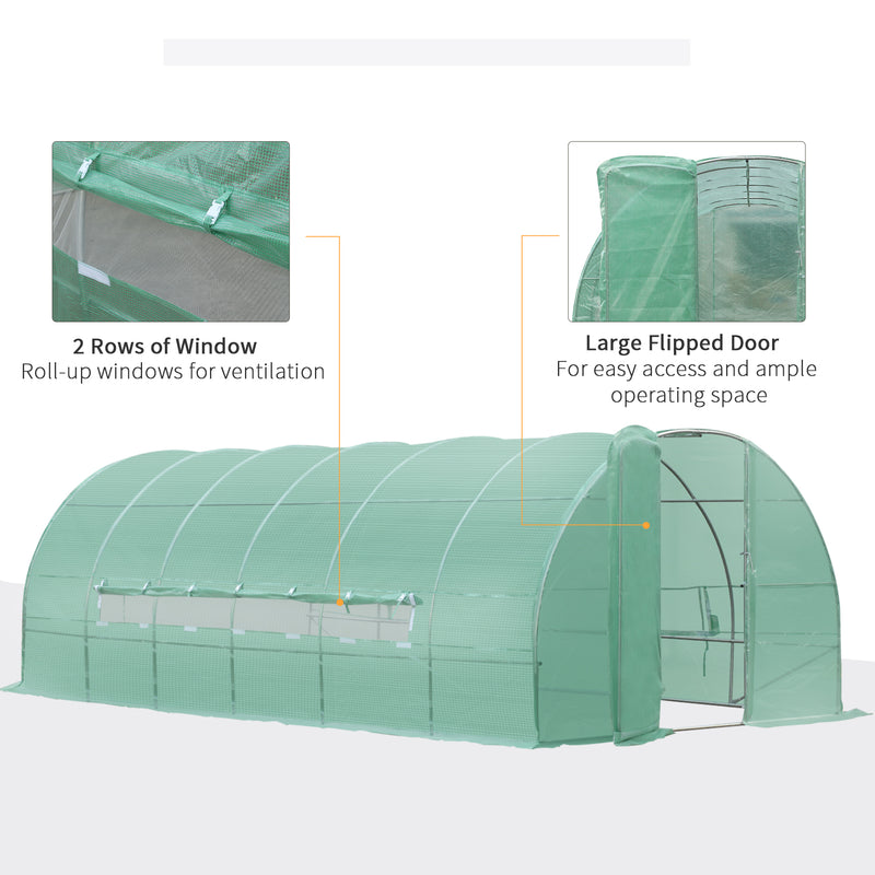 Outsunny 6 x 3M Reinforced Walk-in Polytunnel Garden Greenhouse Steel Frame