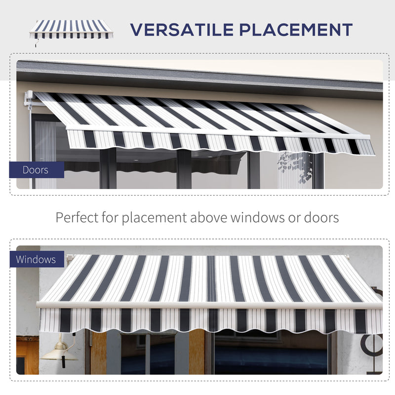 Outsunny Garden Sun Shade Canopy Retractable Awning, 2.5 x 2m, Blue and White