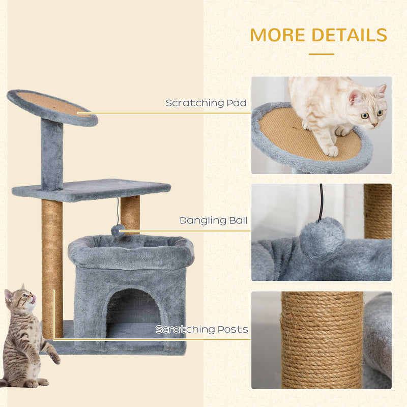 PawHut Cat Tree Tower w/ Scratching Posts Pad Condo Perch Bed Ball Kitten Toy