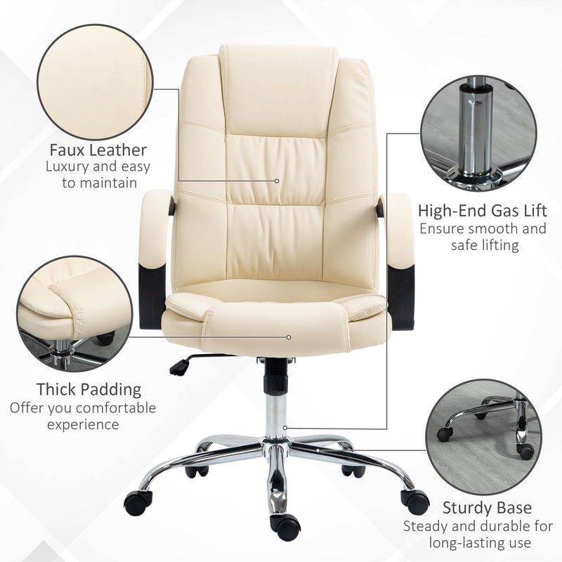 Vinsetto Executive Office Chair High Back Computer Desk Chair w/ Armrests Beige