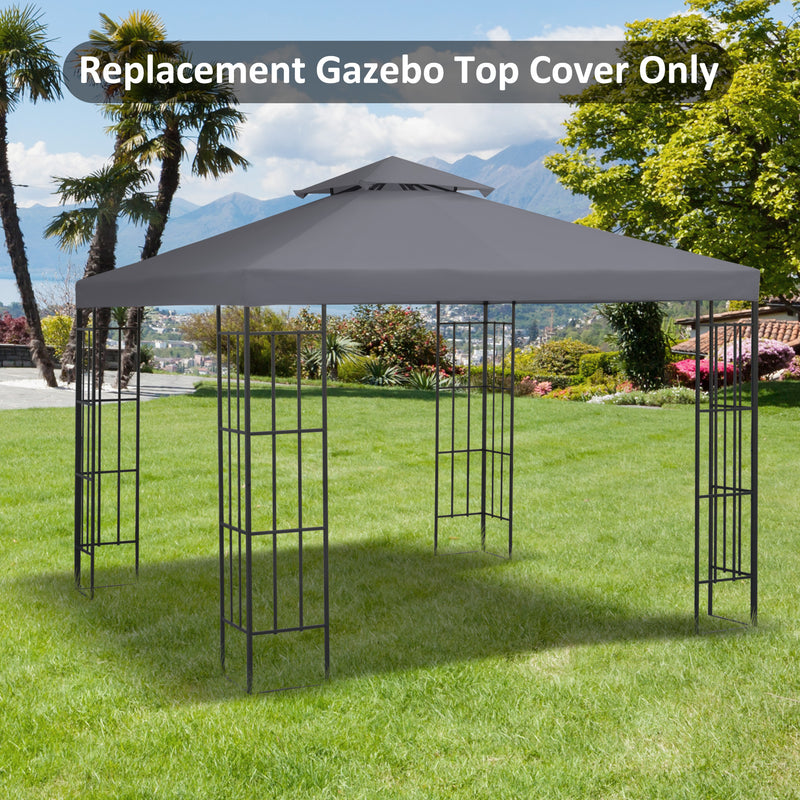 Outsunny 3(m) 2 Tier Garden Gazebo Top Cover Replacement Canopy Roof Deep Grey