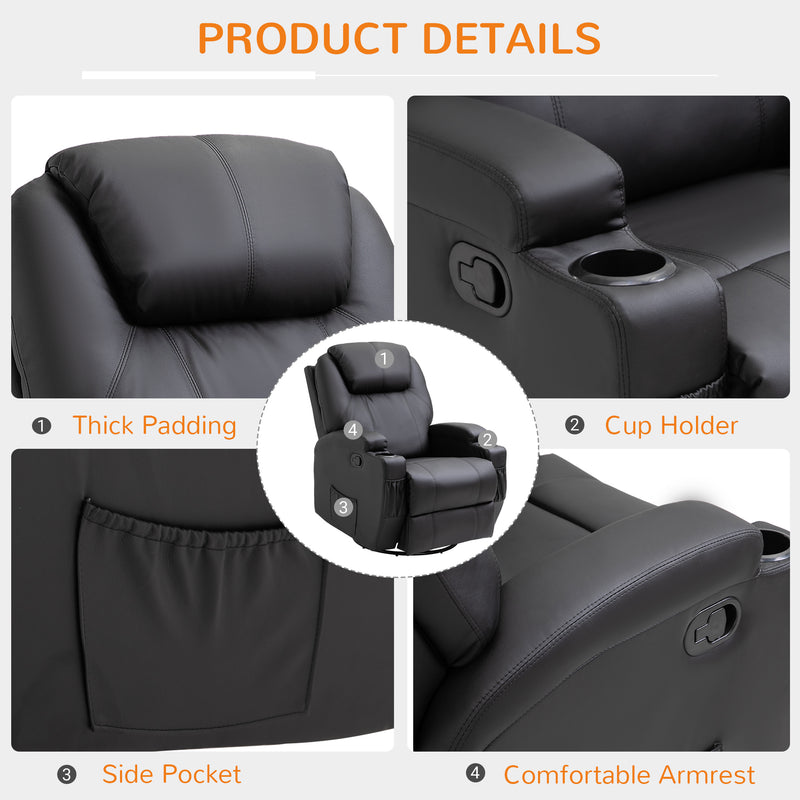 HOMCOM 8-Point Massage Recliner Chair Sofa Rocking Swivel W/ Remote Control