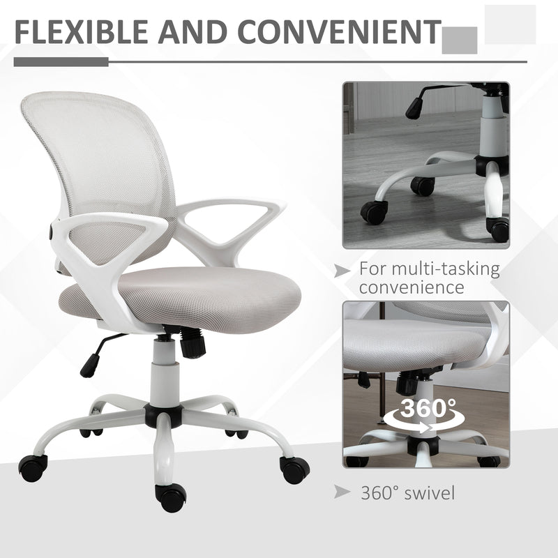 Vinsetto Mesh Task Swivel Chair Home Office Desk w/ Lumbar Back Support, Grey