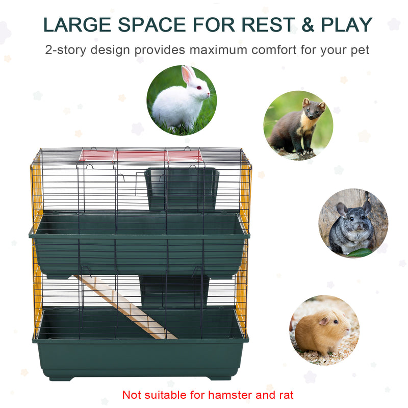 PawHut Small Animal Cage Habitat w/ Accessories 2-Story Large Pet Play House