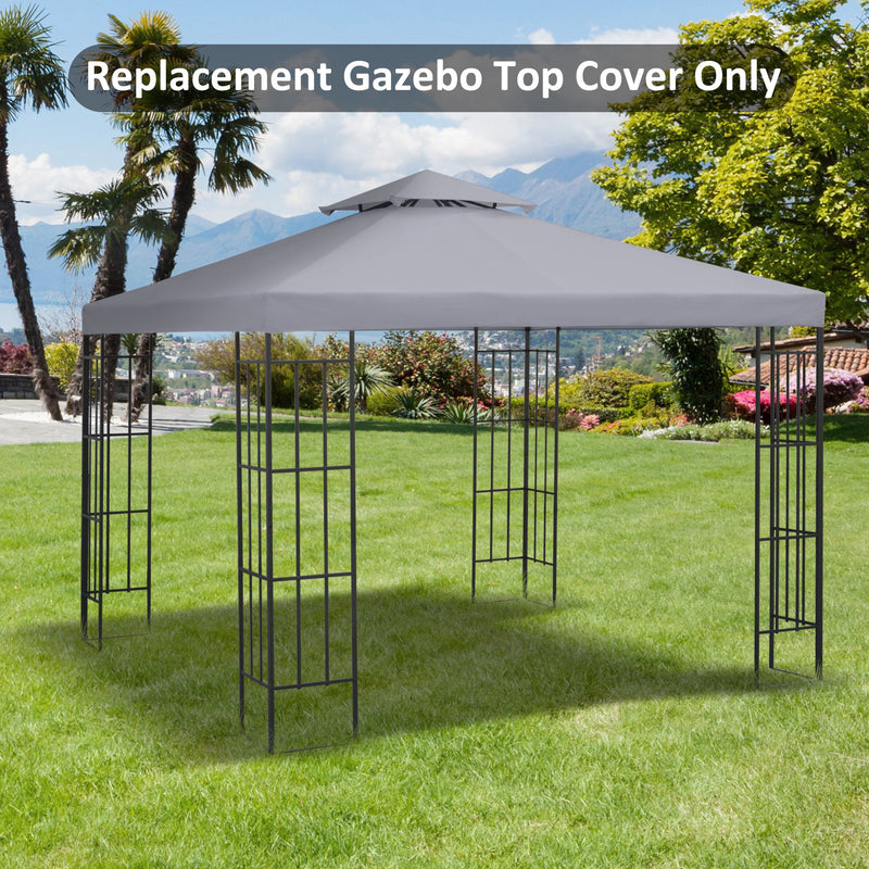 Outsunny 3(m) 2 Tier Garden Gazebo Top Cover Replacement Canopy Roof Light Grey