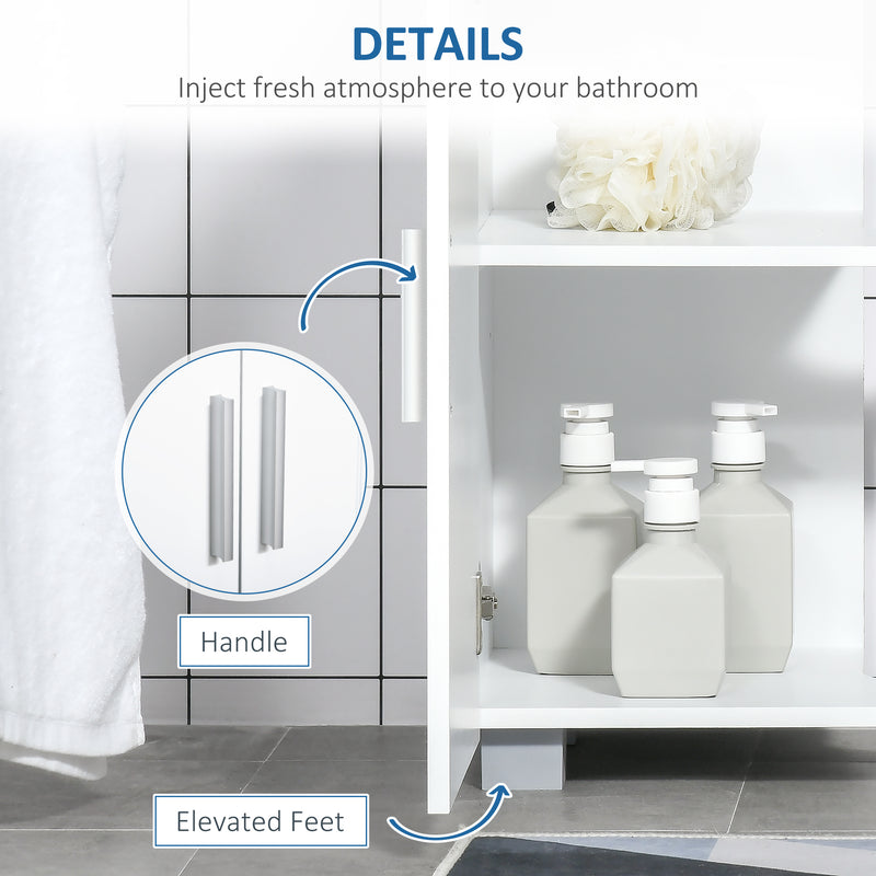 kleankin Bathroom Pedestal Under Sink Cabinet with Adjustable Shelf, White