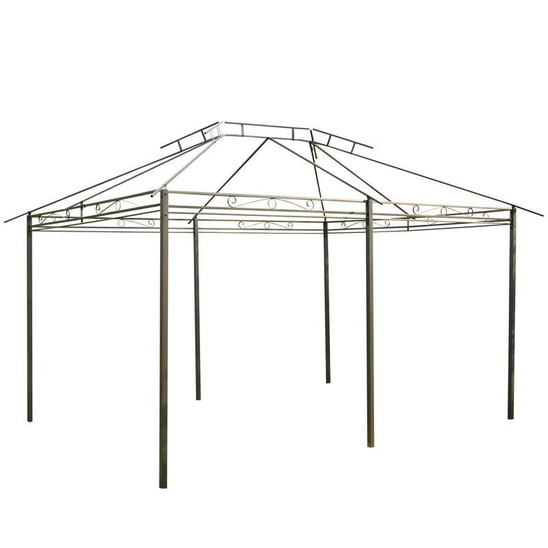 Outsunny 3 x 4m Outdoor 2-Tier Steel Frame Gazebo with Curtains Outdoor Backyard