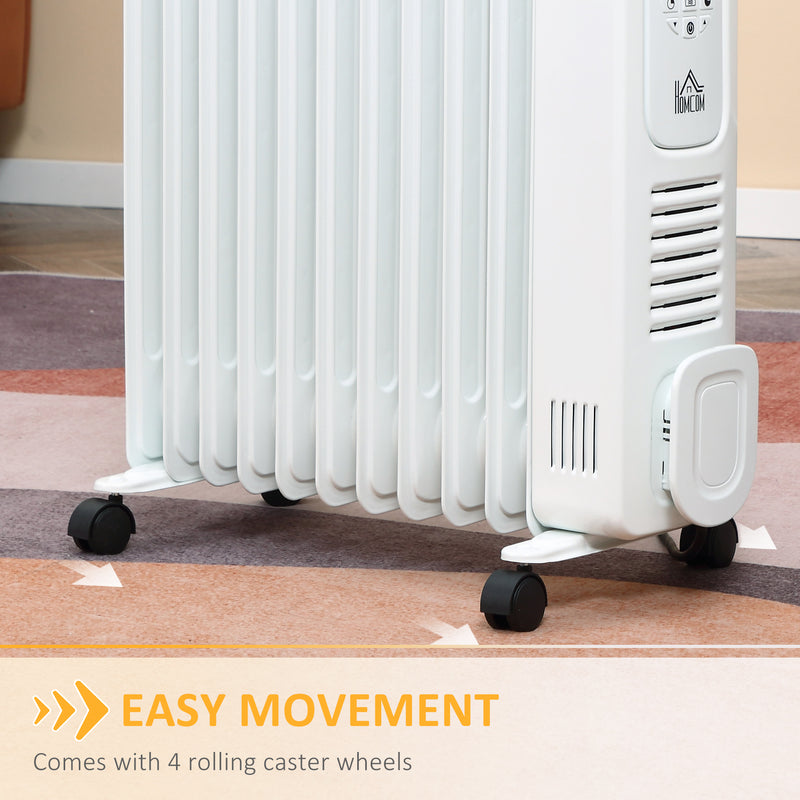 HOMCOM 2720W Oil Filled Portable Radiator Heater w/ Remote Control - White