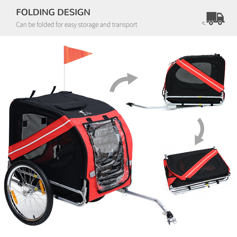 PawHut Pet Bicycle Trailer Dog Cat Bike Carrier Water Resistant Red Outdoor