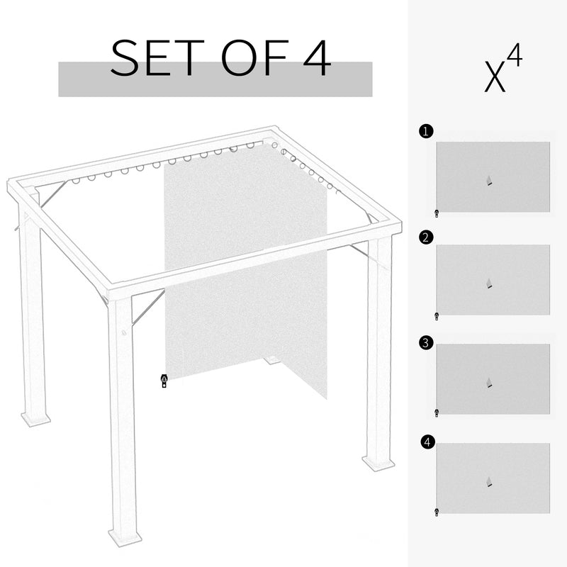 Outsunny 3 x 3(m) Universal Gazebo Replacement Sidewall Set w/ 4 Panels, Beige