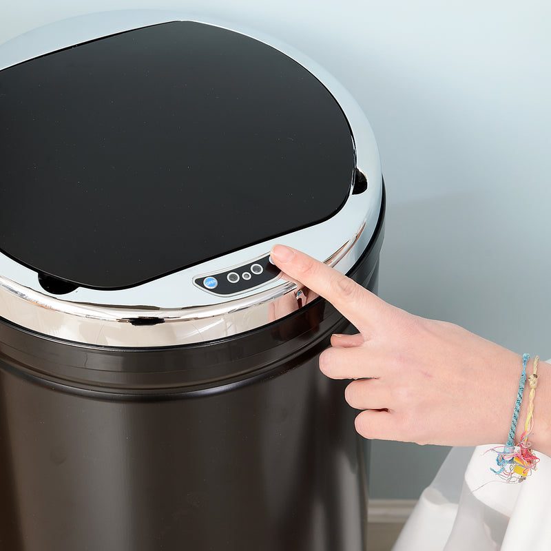 HOMCOM Automatic Hand Sensor Dustbin Kitchen Waste Bin Rubbish Can 50L Black