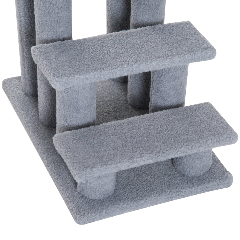 PawHut Dog Steps for Bed 4 Step Pet Stairs for Sofa Dog Cat Climb Ladder Grey