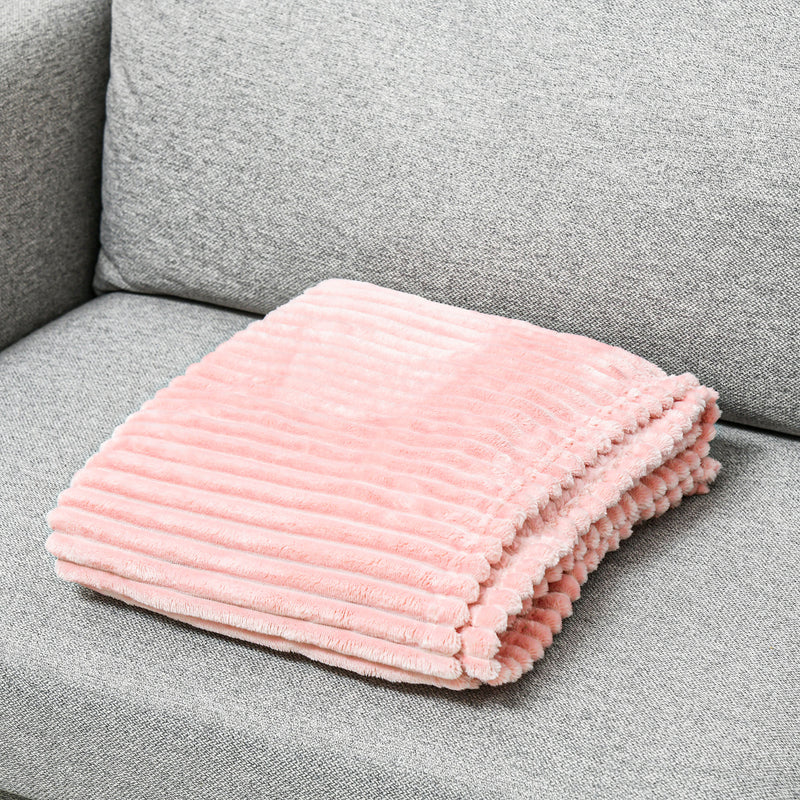 HOMCOM Flannel Fleece Blanket Single Size Throw Blanket for Bed 152x127cm Pink