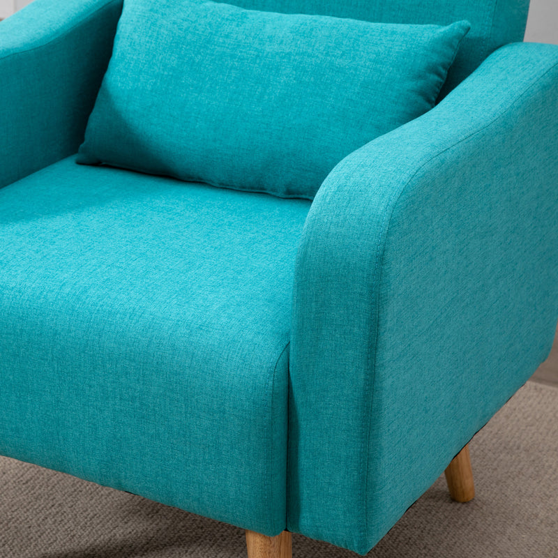 HOMCOM Nordic Leisure Lounge Sofa Accent Chair with Pillow for Bedroom Teal