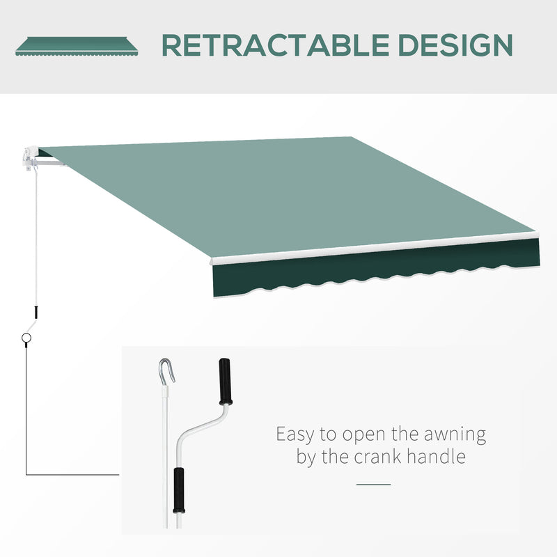 Outsunny Garden Sun Shade Canopy Retractable Awning, 2.5 x 2m, Green