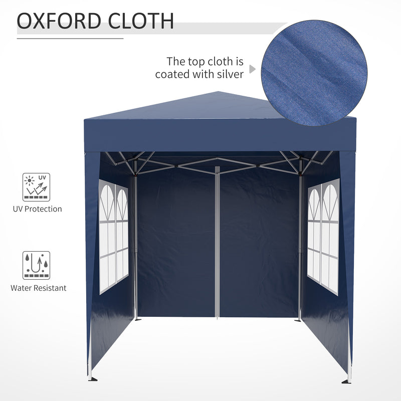 Outsunny 2mx2m Pop Up Gazebo Party Tent Canopy Marquee with Storage Bag Blue