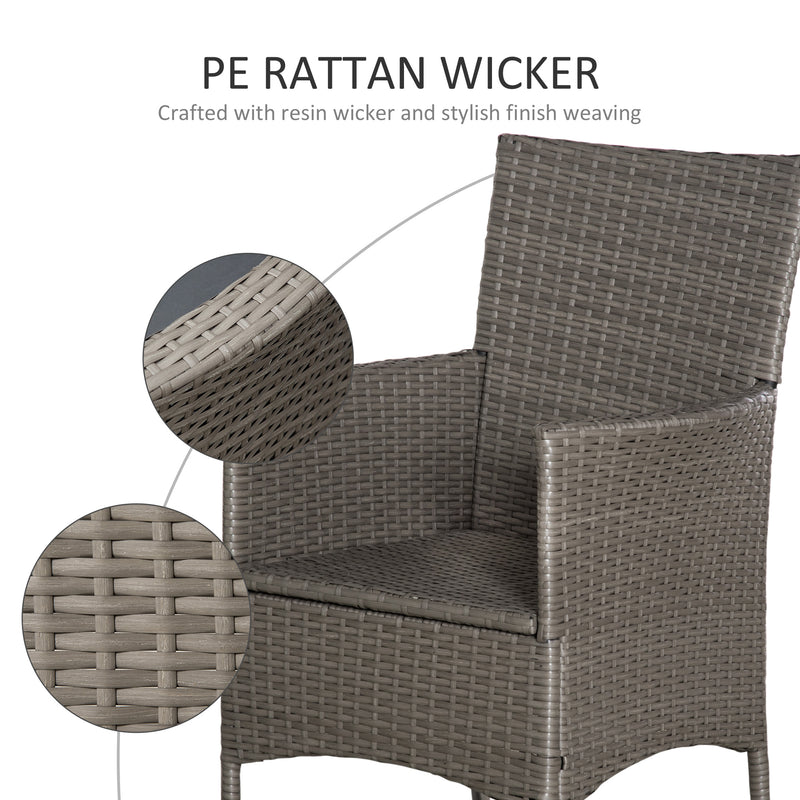 Outsunny 2PC Outdoor Rattan Armchair Wicker Dining Chair Set for Garden Grey