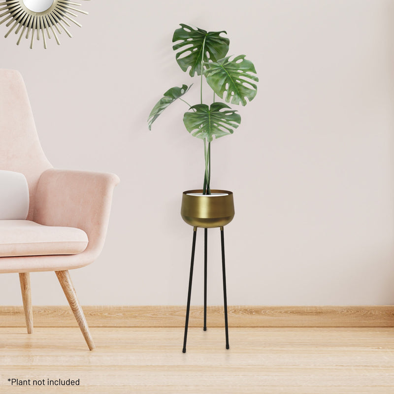 Palma Indoor Metal Planter Pot On Legs - Gold