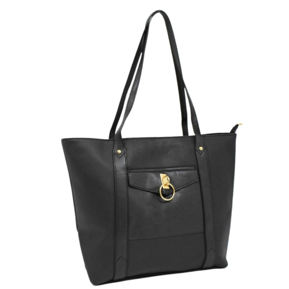 Nicole Brown Hoop Tote Bag - Black